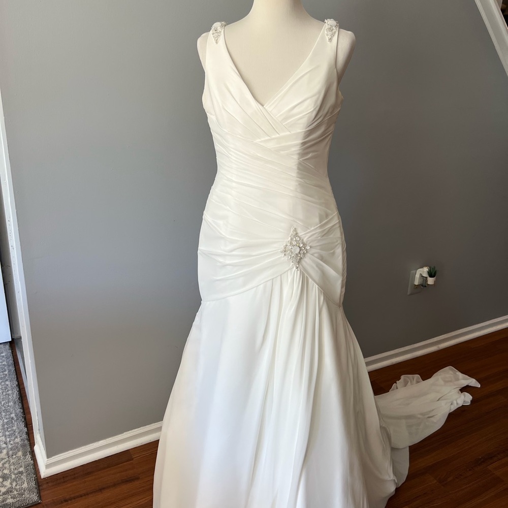 Ellis Bridals Chiffon bodice gown with crystal and pearl embellishment